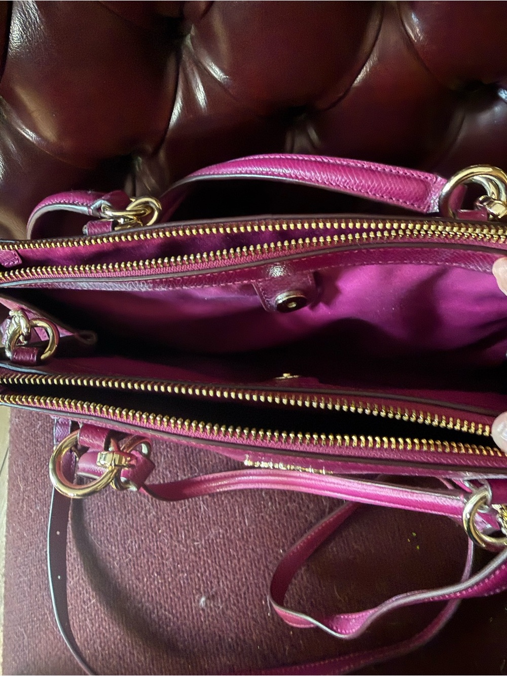 Coach Pebbled Leather Purse— Raspberry - Picture 4 of 5